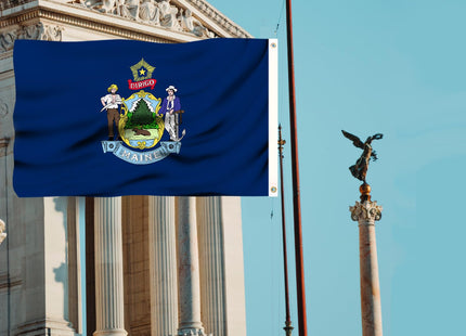 Maine State Flag 3x5 Outdoor Double Sided 3 Layers Polyester State of Maine Flags Sewing 4 Rows of Thread with Durable Canvas Header and Brass Grommets Maine Decor for Indoor Wall Room