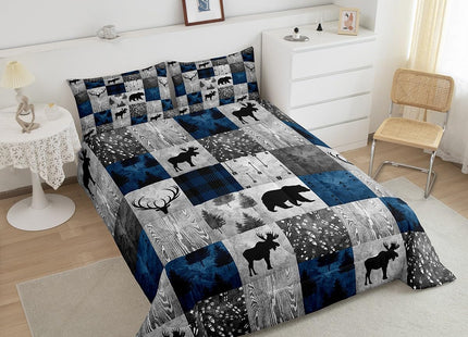 Bear Bedding Set Teens Boys,Farmhouse Moose Elk Deer Comforter Full