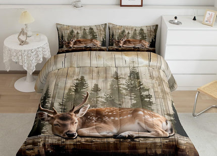 Feelyou Deer Comforter Set Hunting Bedding Set for Kids Boys Girls Wild Animal Comforter Rustic Cabin Quilt Set Bedroom Collection 2Pcs Toddler Size