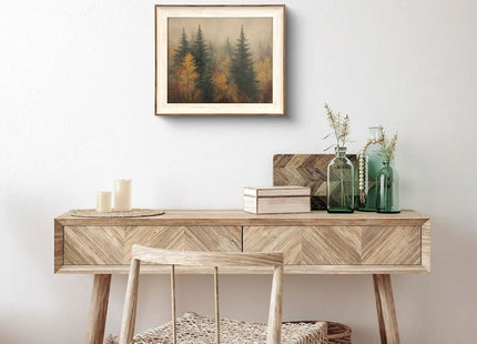 XOCUUI Autumn Forest Canvas Wall Art, Classical Retro Fall Forest Andscape Trees Canvas Prints Home Decor Office Farmhouse Bathroom, 8"X10" Unframed
