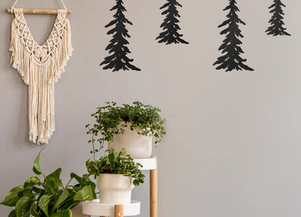 Moxweyeni 6 Pcs Metal Pine Tree Wall Art, Deer Bear Decor, Black