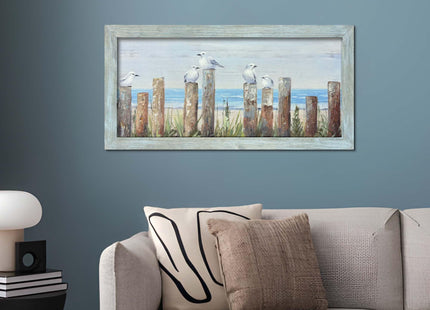 Coastal Seagull Wall Art Beach Picture Seaside Decor 40x20 Inch