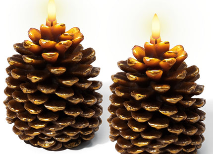 Xmas Decor, Christmas Decorations, Large Brown Pinecone Candles Flameless