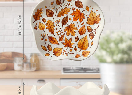 Acellegic Ceramic Spoon Rest for Stove Countertop 5.3 Inch, Autumn Leaves