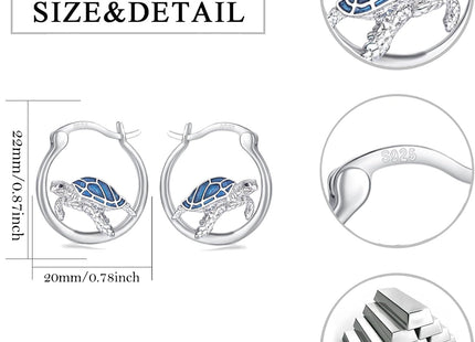 Turtle Hoop Earrings 925 Sterling Silver Sea Turtle Earrings Jewelry