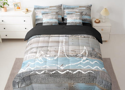 Erosebridal Anchor Comforter Set, Nautical Ocean Bedding, Queen 7 Pieces