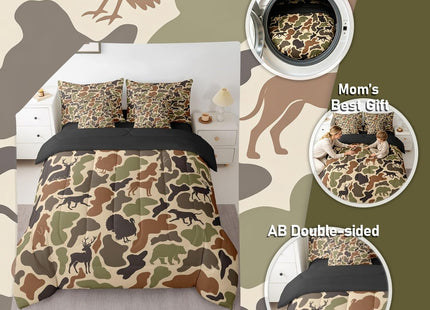 Feelyou Camo Deer Bear Comforter Set Queen Size Kids Boys Girls