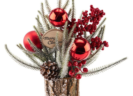 13.8" Small Christmas Tree Tabletop Christmas Centerpieces with Xmas Ornaments Pinecone Berry for Table Desk Christmas Decorations Winter Holiday Decor Indoor