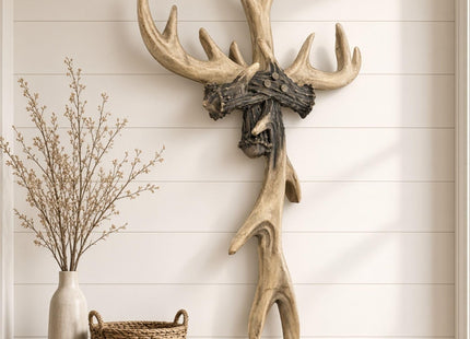 Bellaa Wall Art, Cross, Antler, Deer, Hunting, Lodge, Cabin, Woodland