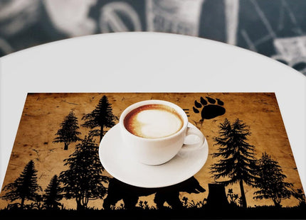 Rustic Bear Placemats Set of 4, Farmhouse Cabin Lodge Table Mats 12x18 Inch