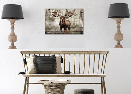 iKNOW FOTO Moose Canvas Wall Art 16x24 Modern Rustic Wildlife Print