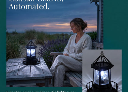DOITOOL Solar Lighthouse Rotating Light LED 360 Degree Rotating Lighthouse Landscape IP65 Waterproof Rotatable Outdoor Solar Light Lamp Hanging for Home Garden Yard Decor