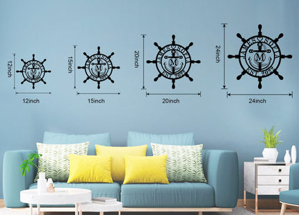 Personalized Ship Wheel Metal Sign, Customized Nautical Wall Decor, Anchor Compass Metal Sign, Family Name Sign, Monogram Wall Decor, Last Name Signs for Home, Housewarming Gift
