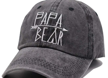 OASCUVER Men‘s Embroidered Papa Bear Hats Adjustable Baseball Cap Washed Denim Dad Hat(Papa Bear Embroidered Black, one Size)
