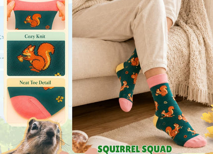 Zmart Funny Squirrel Socks - Squirrel Squad Gift Box for Women Men