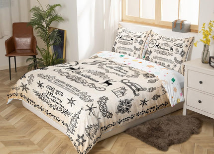 Merry Christmas Kids Duvet Cover Set King Size,Deer Snowflake Rustic Farmhouse Bedding Set,Girls Boys Adults Room Decor,Christmas Trees Flowers Comforter Cover,Brown Retro Quilt Cover,2 Pillowcases