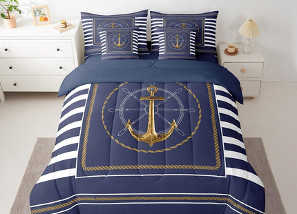 Feelyou Anchor Comforter Set Queen Size for Boys Girls Teens 7 Pieces Ocean