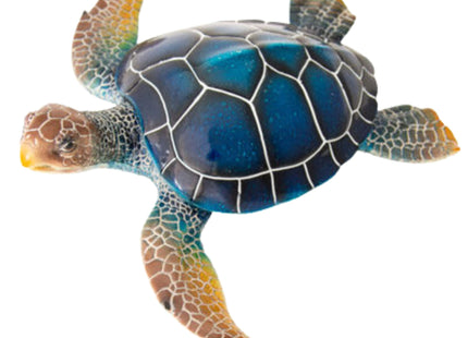 Corner Merchant Sea Turtle Statue Garden Decor Tabletop Display and Wall Hanging Sea Turtle Sculpture (Navy, 16"x15")