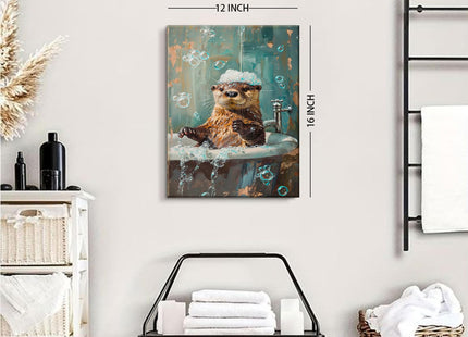 Aciagloc Bathroom Otter Canvas Wall Art, 12x16 In