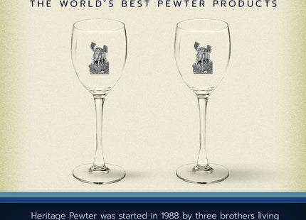 Heritage Pewter Moose Glass Goblets – Set of 2 | 12 OZ Goblet Wine Glasses | Expertly Crafted Pewter Glass