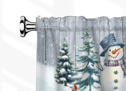 DZGlobal Snowman Valances for Windows - Winter Cafe Curtains Moose Birds Trees Half Curtains for Bathroom Basement Bedroom