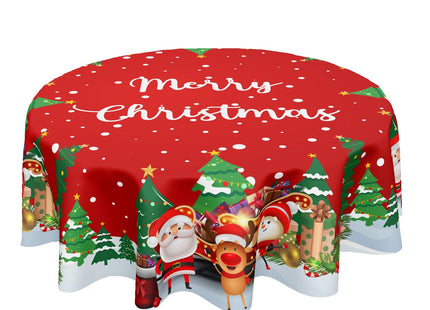 ABSOP Merry Christmas Tablecloth Round 60 Inch Santa Snowman Tablecloth