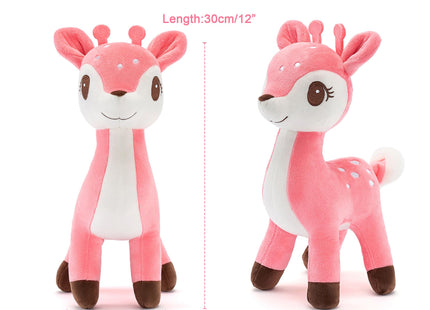 Lazada Christmas Plush Deer Stuffed Animal Pink Deer Plush Toy Baby Toys for Plump Tail 10 Inches Pink