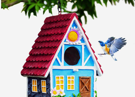 Garden Bird House for Outside Clearance Hanging Outdoors Country Cute Birdhouses for Wren Finchs Chickadee Hummingbird Tree Swallow Cage Kids Nature Lover Bluebird House(Red)