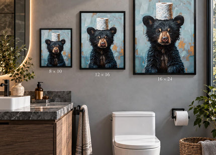 FYLDPSB Black Bear Pictures Cabin Wall Art, Funny Bathroom Wall Decor