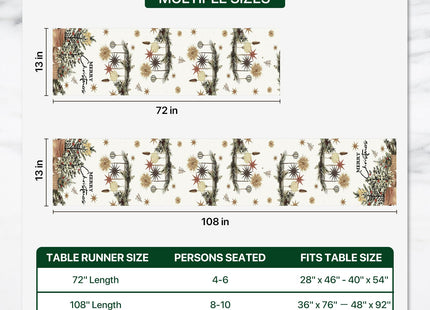 DTCSWACN Xmas Trees Holly Pine Cone Merry Christmas Table Runner, Seasonal Winter Decoration for Home Kitchen Dining Holiday Decor 13x72 Inch