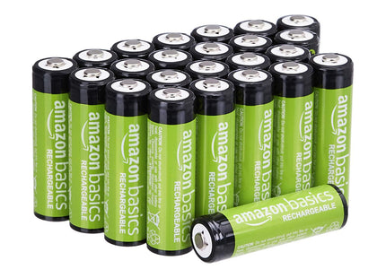 Amazon Basics 24-Pack Rechargeable AA NiMH Batteries, 2000 mAh, 1.2V, Low Self Discharge, Pre-Charged, Recharge up to 1000x Times