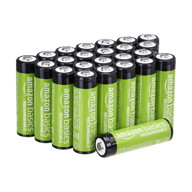 Amazon Basics 24-Pack Rechargeable AA NiMH Batteries, 2000 mAh, 1.2V, Low Self Discharge, Pre-Charged, Recharge up to 1000x Times
