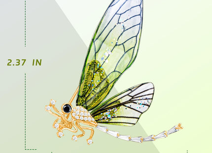 KZQtriid Brooches For Women ，Cubic Zirconia Dragonfly Brooch Pins For Women ，Dragonfly Broach ，Cubic Zirconia Broach