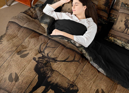 Erosebridal 7 Pieces Camo Deer Comforter Set for Kids Teens Adults