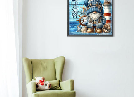 APTDYIGL 5D Seashore Lighthouse Diamond Painting Kits for Adults Beginner,DIY Gnome Diamond Art Kits for Adults,Round Full Drill Diamond Dots with Gem Art Kits,Home Wall Decor 13.7X13.7inch