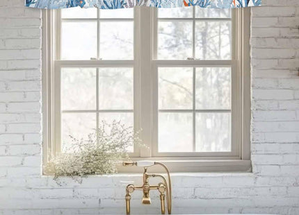Sea Turtle kitchen Valance Curtain,Ocean Coral Rod Pocket Curtain Valances,Blue Gradient Short Curtains Summer Nautical Coastal Valance Window Valance for Living Room Bathroom Bedroom 54x18in