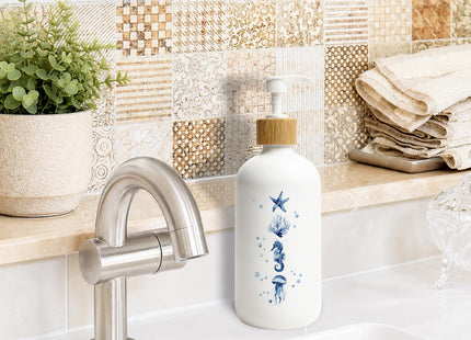 Stelloriellea Coastal Beach Glass Soap Dispenser with Pump
