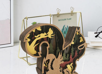 Laozai Cabin Decor Wooden Squirrel Wall Art