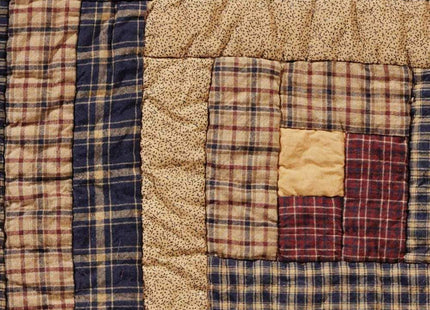 VHC Brands, Millsboro, Cotton, 12x18, Log Cabin, Block Quilted, Placemat Set of 6, Blue