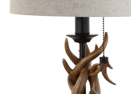JONATHAN Y Gaston Rustic Faux Antler Resin Table Lamp 20.5", Brown