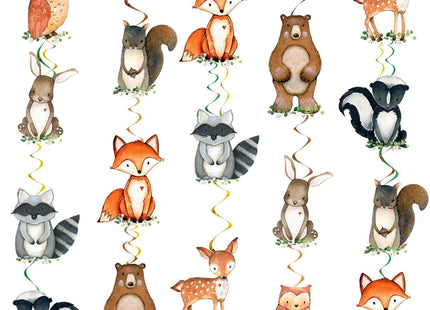 16Pcs Woodland Animal Baby Shower Hanging Swirls Decorations
