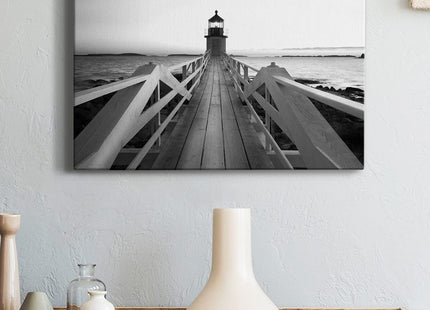 Renditions Gallery Landscape Ocean Lighthouse Canvas Wall Art Print Paintings Modern Artwork, Marshall Point Lighthouse,Ready to Hang, 36''x 24'', Made in America