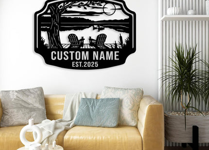 Personalized Lake House Metal Sign, Forest Lake Decor, Custom Lake House Name Sign, Outdoor Camping Plaque, Front Porch Decor,Cabin Sign (Style-6)