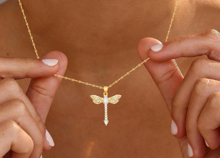 HNPHQT Dragonfly Necklace 14K Gold Plated Dainty Dragonfly Pendant Necklaces for Women Jewelry Gifts