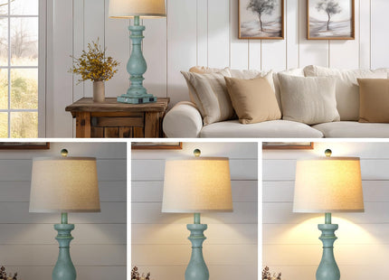 luxeflow Coastal Blue Table Lamp Set of 2,Bedside Lamps for Living Room
