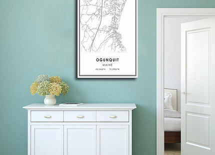 ZCXH Ogunquit Maine Map Canvas Poster Bedroom Decor Landscape Office Room Decor Gift Unframe-style08x12inch(20x30cm)