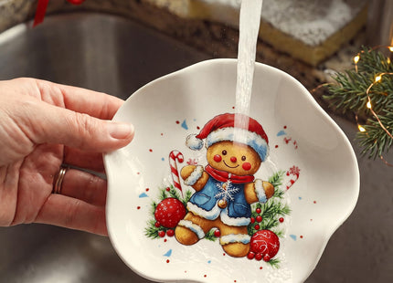Acellegic Ceramic Spoon Rest for Stove Countertop 5.3 Inch, Gingerbread Man