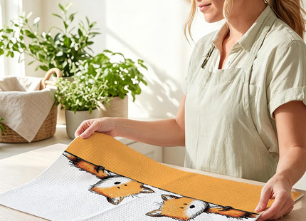 2 Pcs Funny Fox Kitchen Towels 24x14 Inch, Fox Gifts Reusable Dish Towels