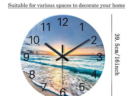 Constantplanet Blue Coastal Wall Clocks Battery Operated 16 Inch