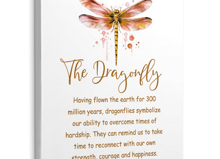 WODMIS Inspirational Dragonfly Wall Art, Framed Canvas Wall Decor, Orange Dragonfly Motivational Home Decor for Bedroom, Bathroom, Office 11x14